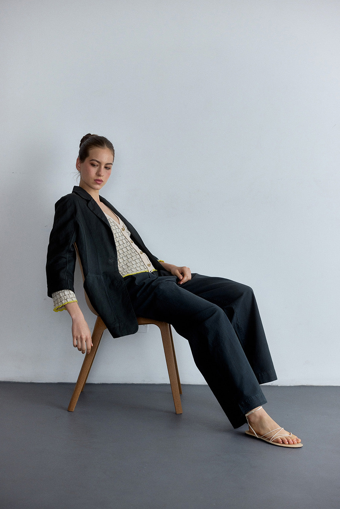 Textured Cotton Trousers - Slate