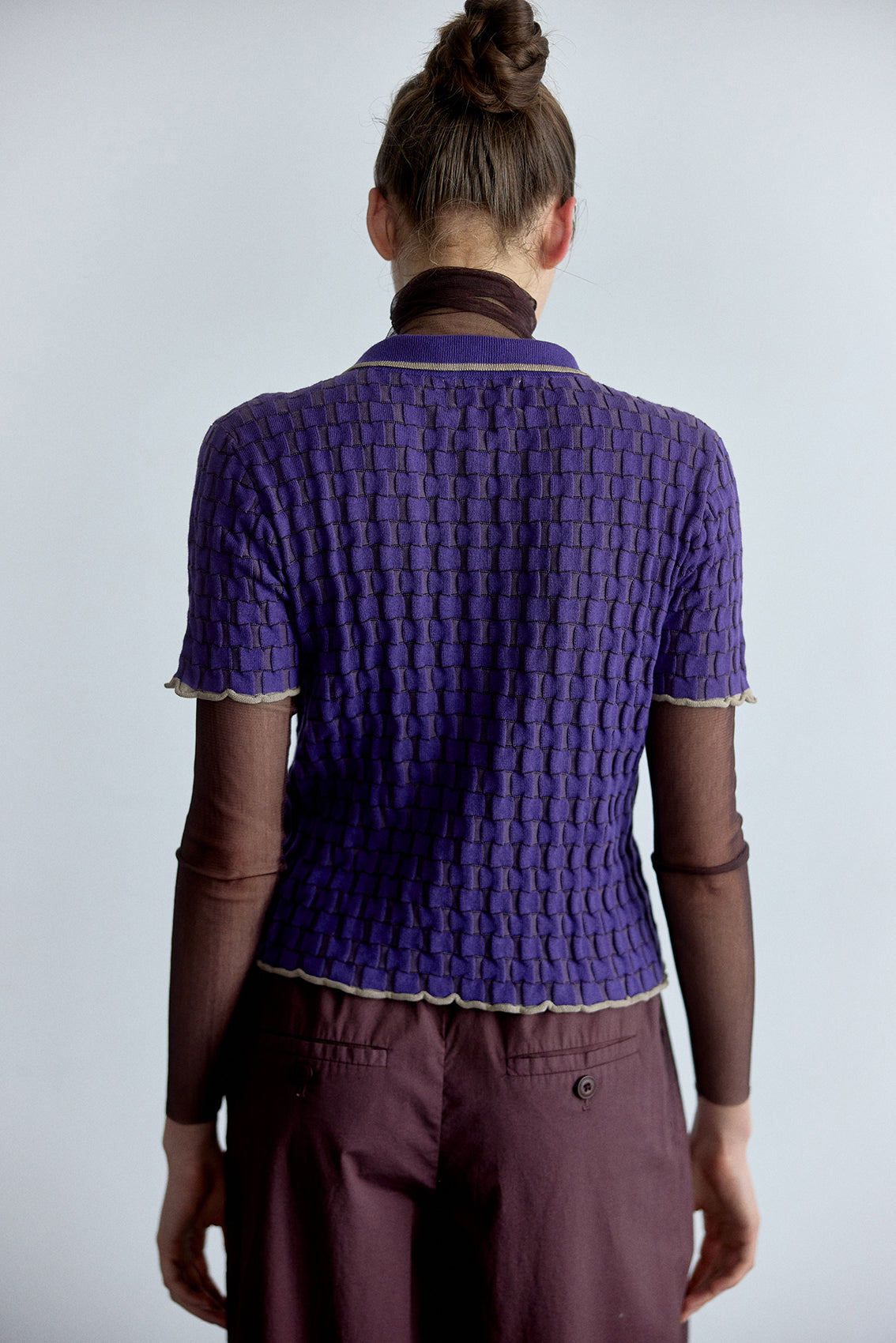 Top Cuello Polo Contraste Texturado Algodón Pima - Iris
