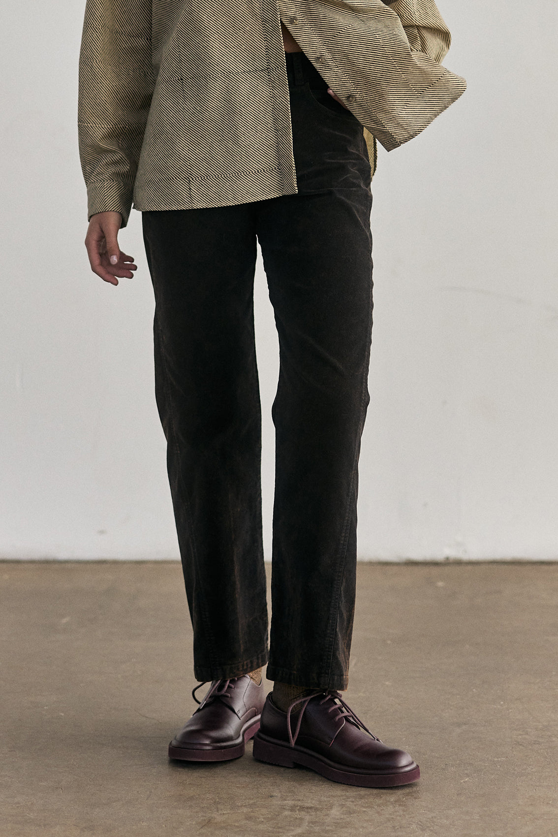 Washed Velvet Cotton Pant - Onyx