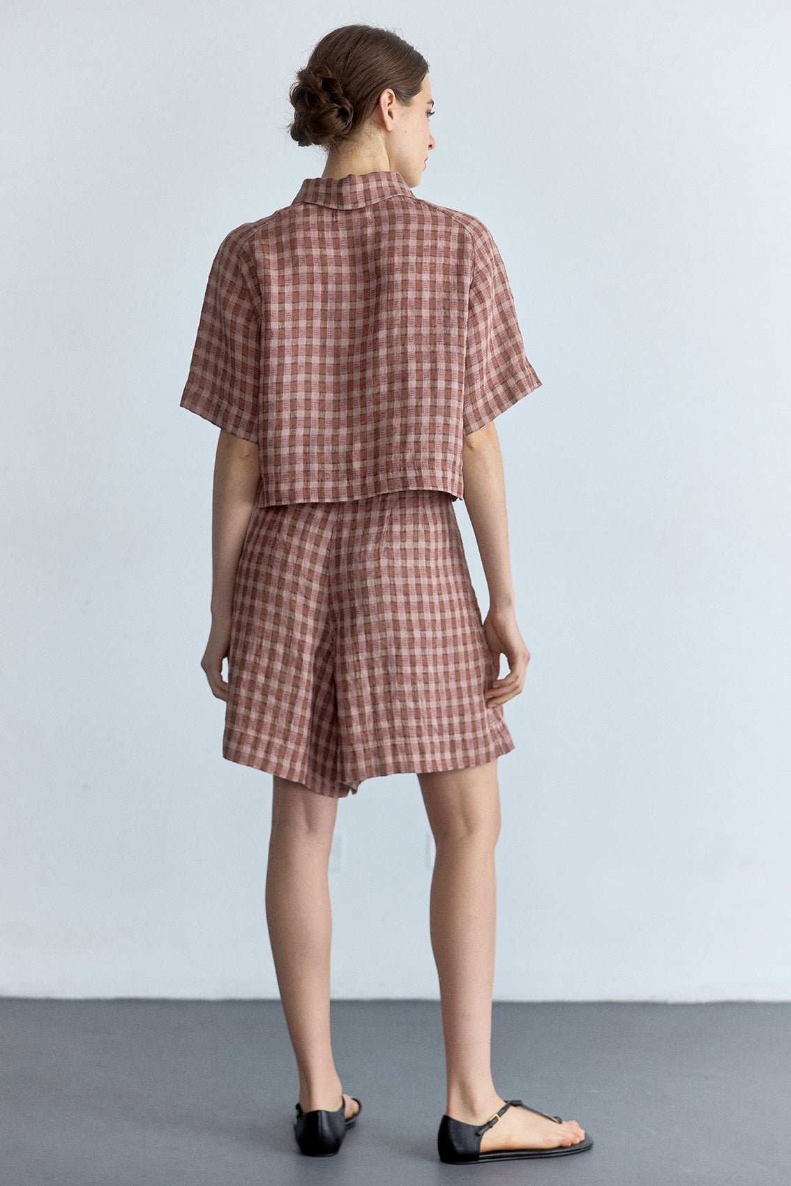 Short Lino Gingham - Arcilla