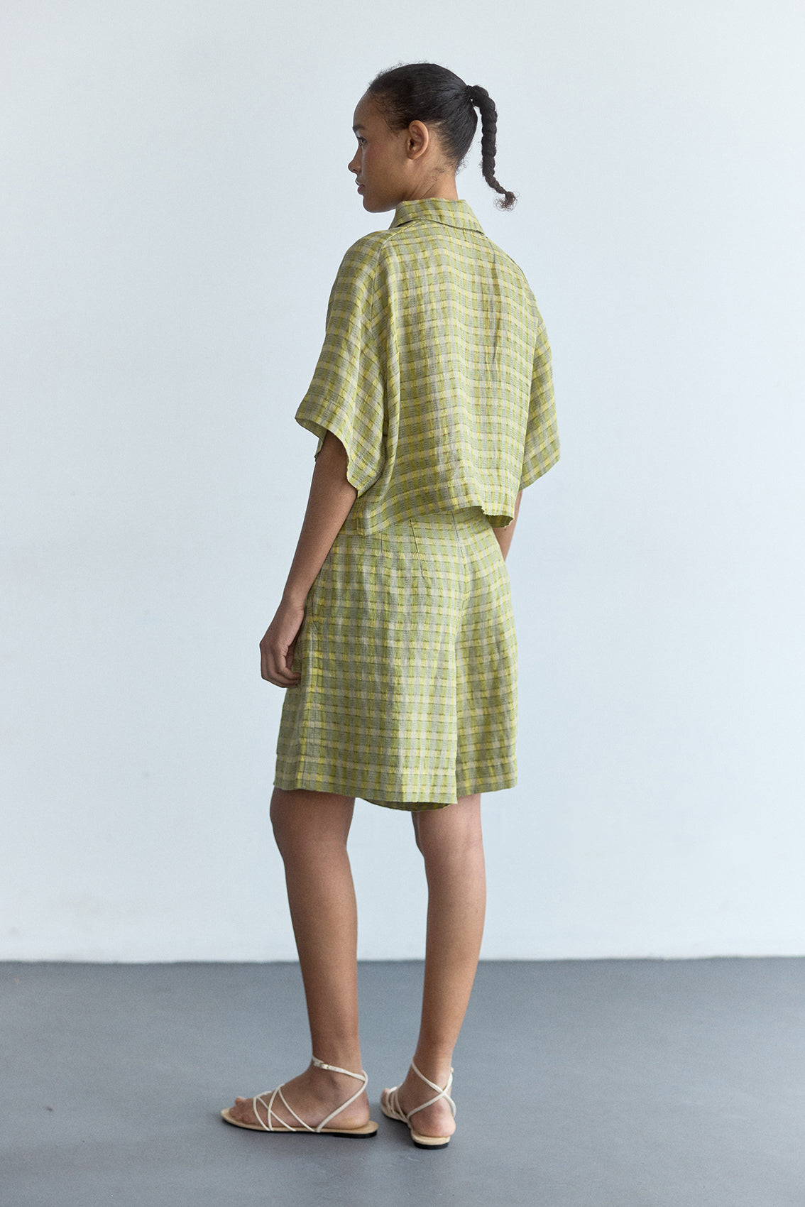 Short Lino Gingham - Musgo