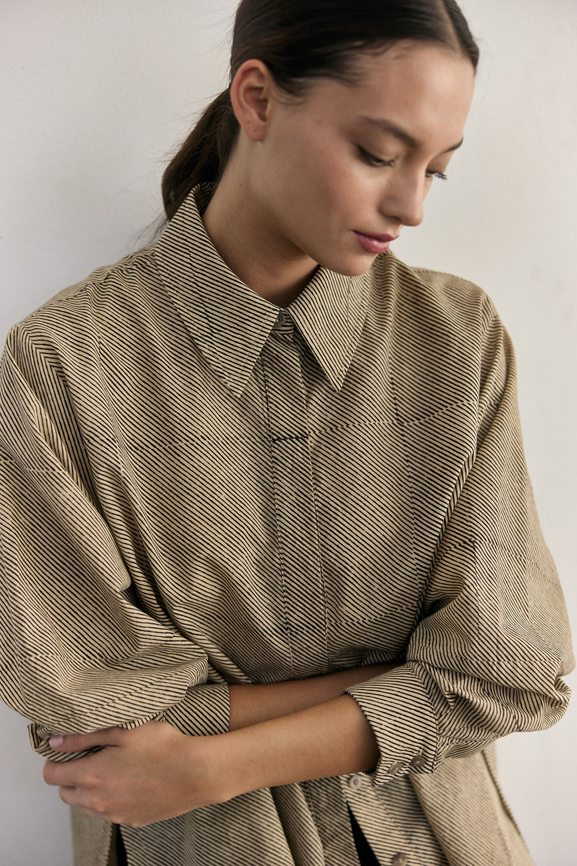 Blusa Oversized Algodón Block Print - Rayas