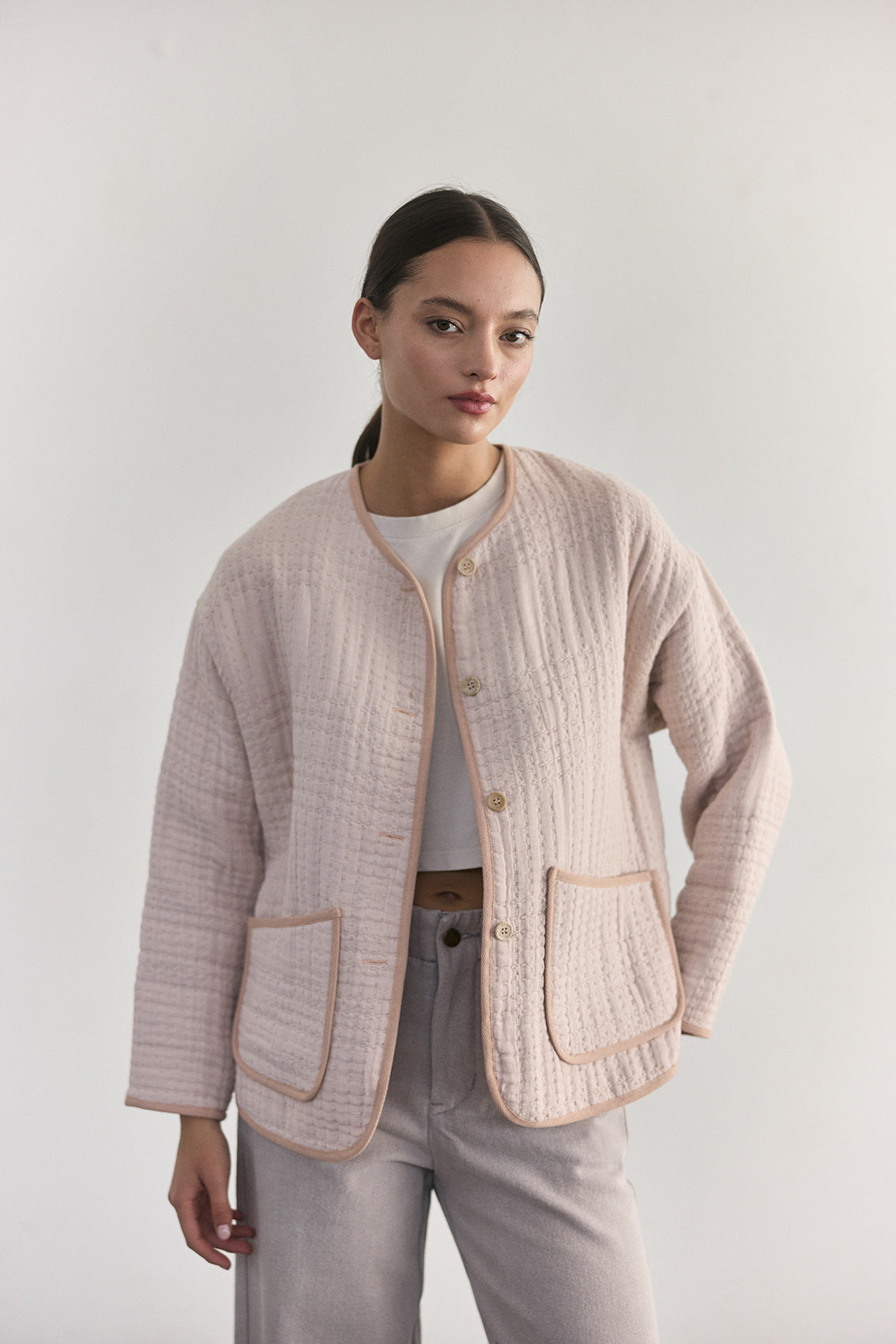 Chaqueta Quilt Jacquard - Magnolio