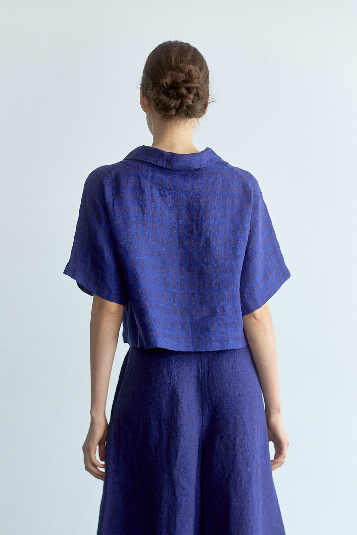 Top Polo Lino Gingham - Ultramar