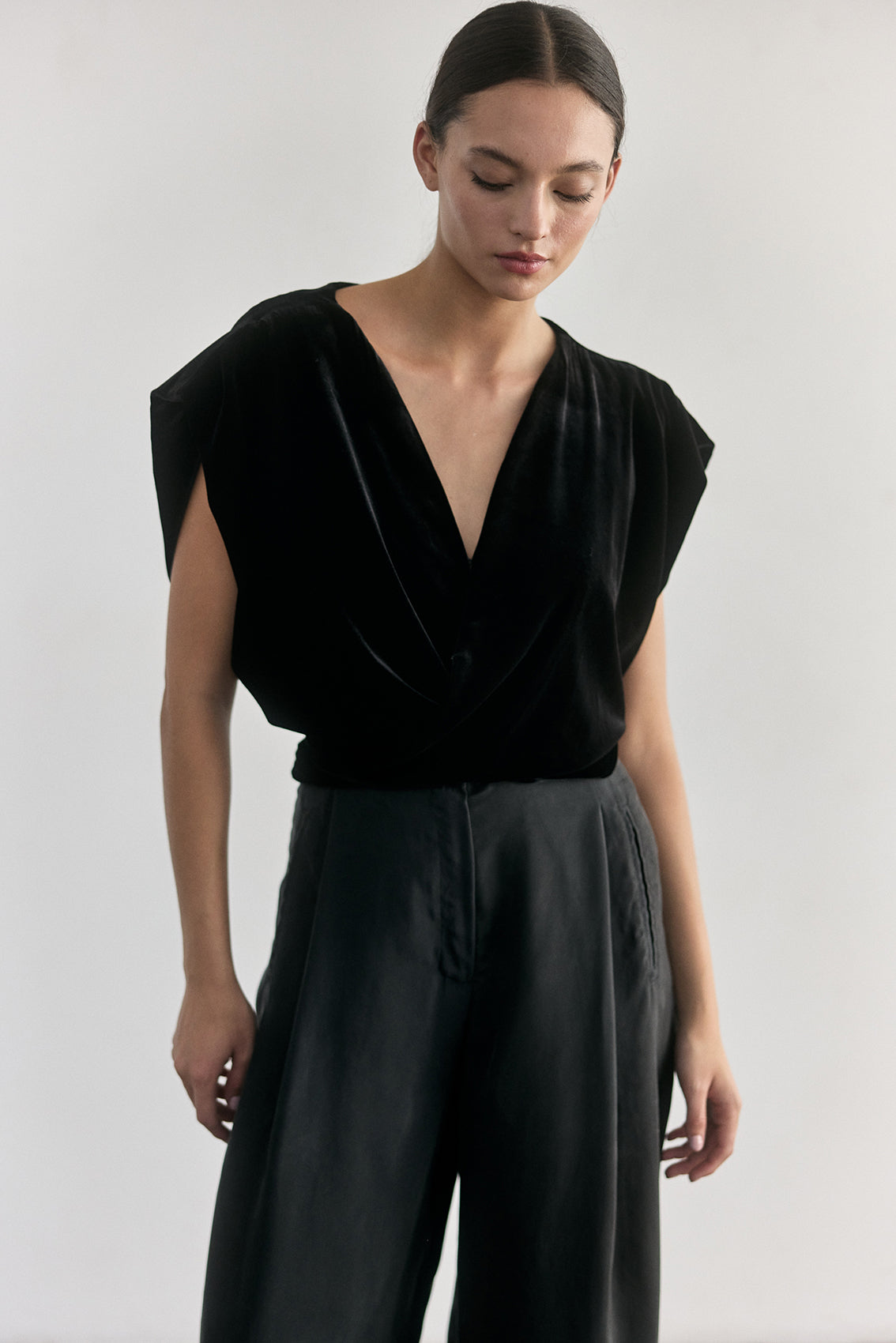 Top Anudado Terciopelo - Ónix