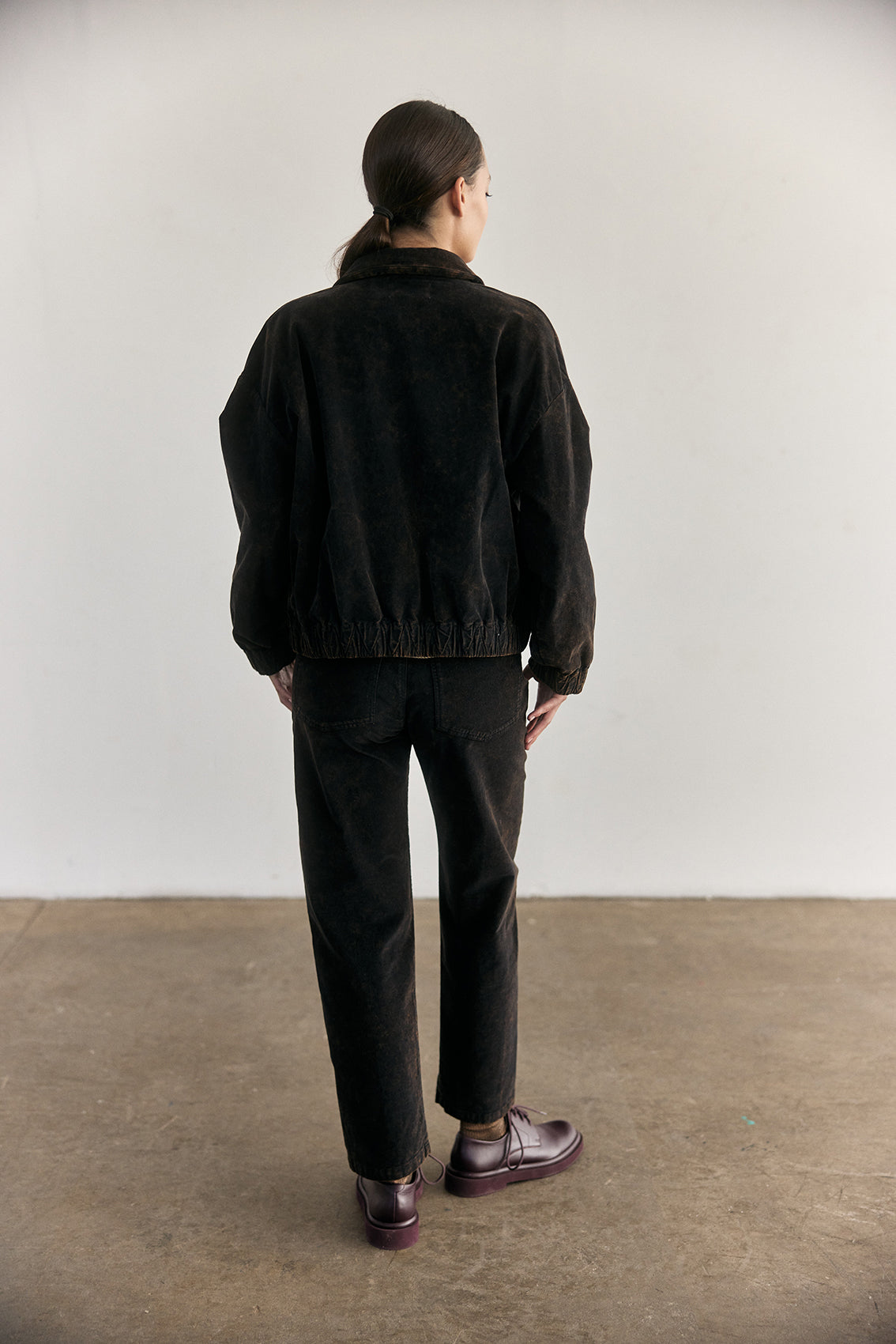 Washed Velvet Cotton Pant - Onyx