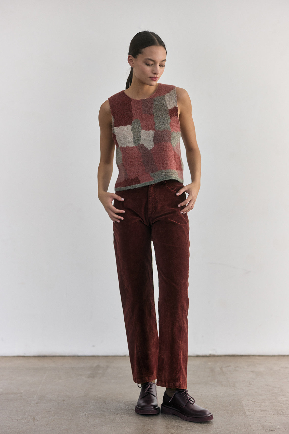 Washed Velvet Cotton Pant - Rust