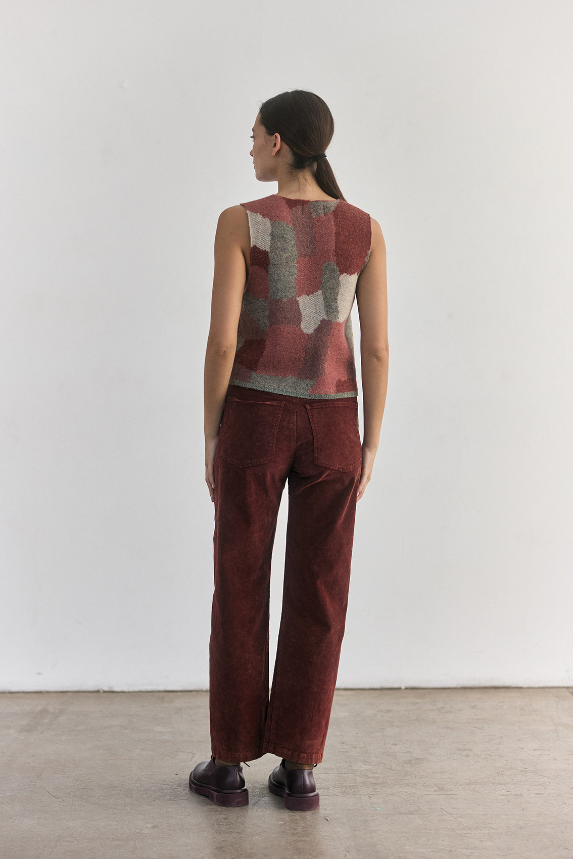 Washed Velvet Cotton Pant - Rust