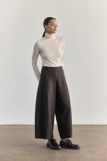 Pantalón Ancho Alpaca/Lana Felted - Berenjena