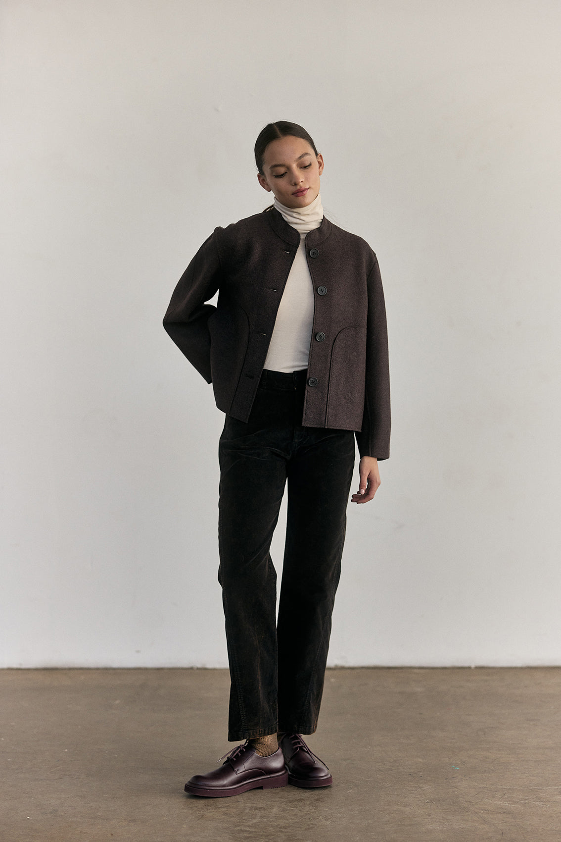 Washed Velvet Cotton Pant - Onyx