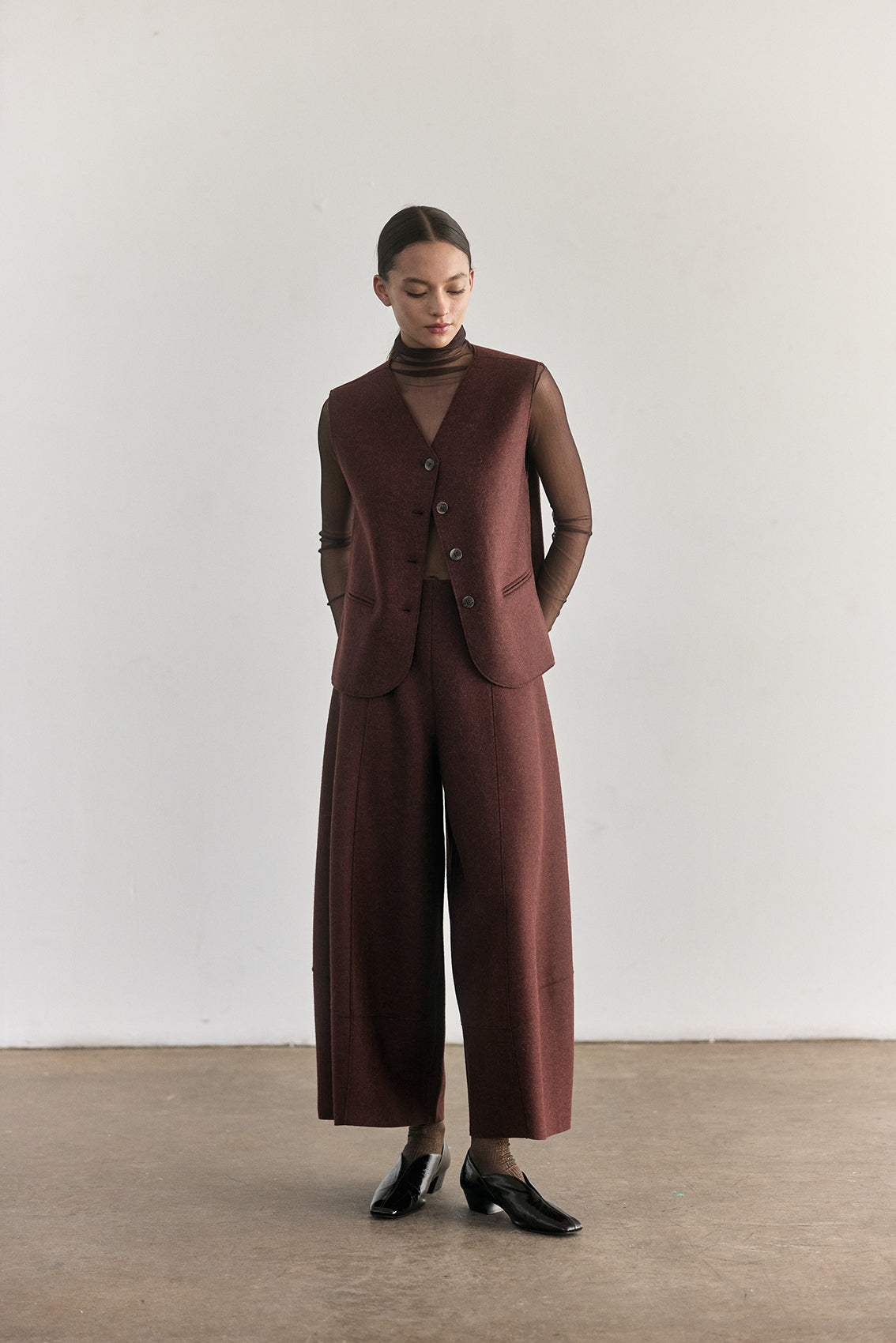 Vest Abotonado Alpaca/Lana Felted - Óxido