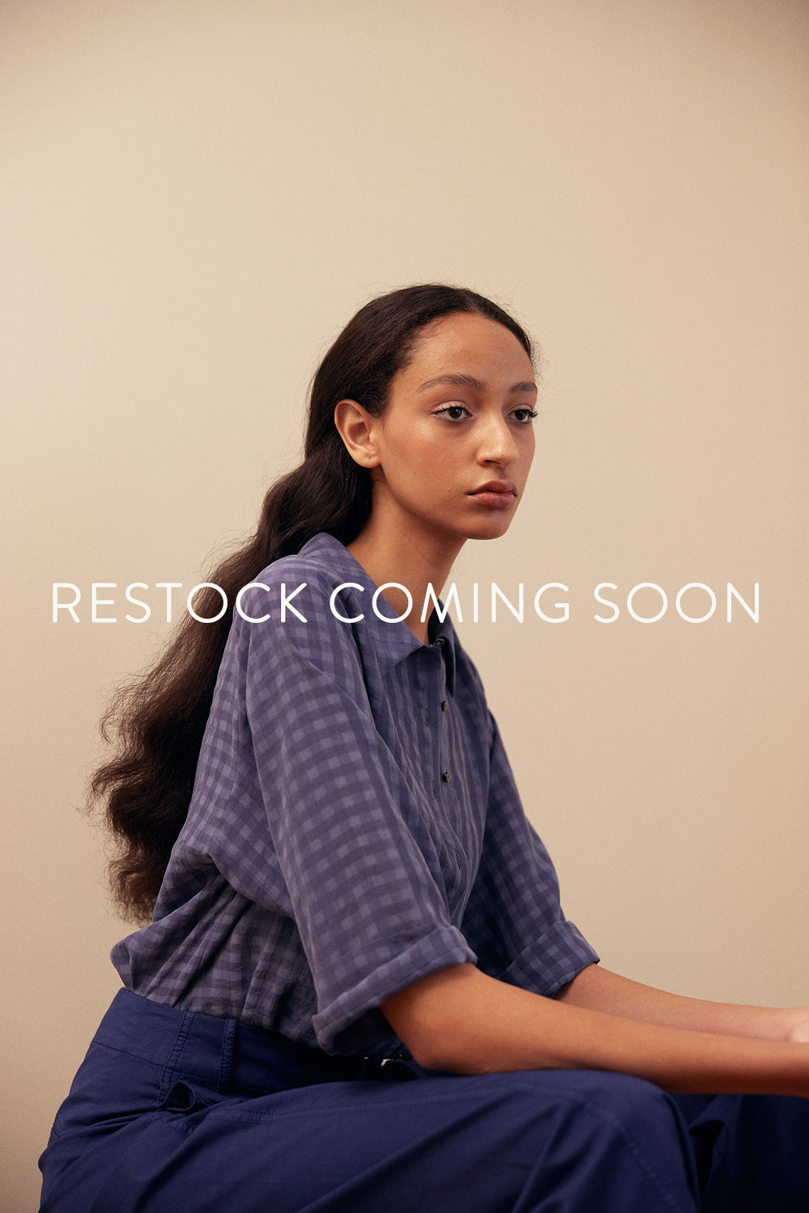 Gingham Raglan Sleeve Blouse Lyocell - Arándano