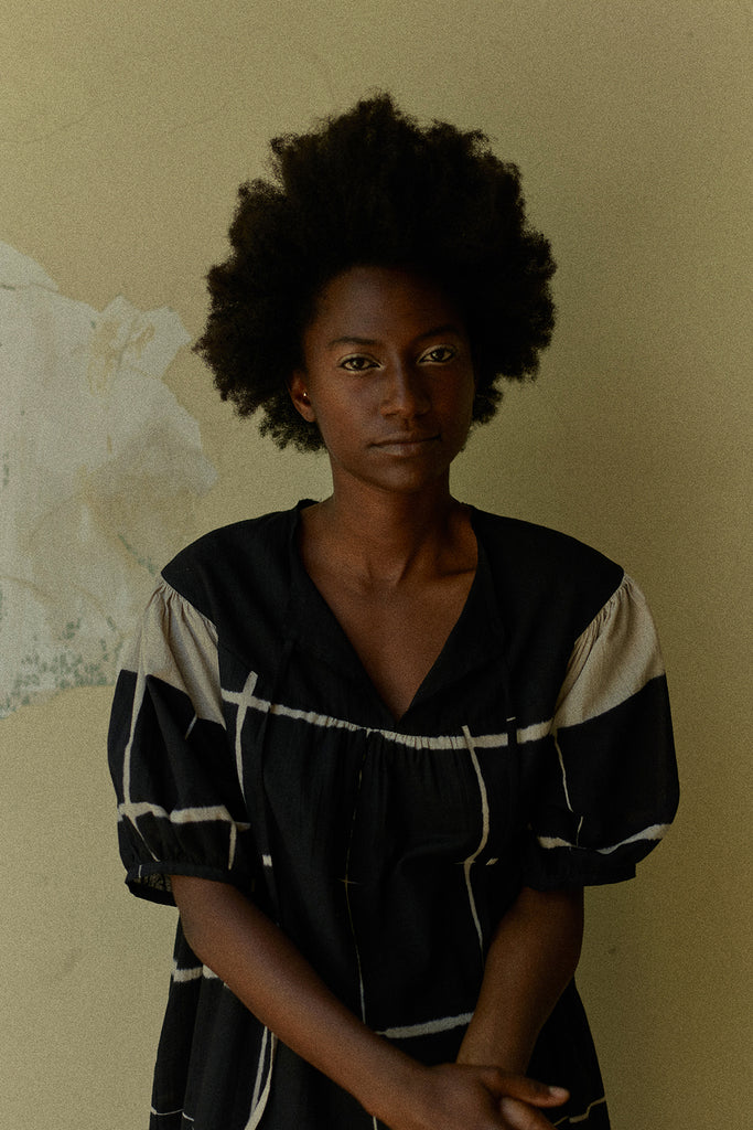 Oversized Dress Shibori Cotton - Ónix