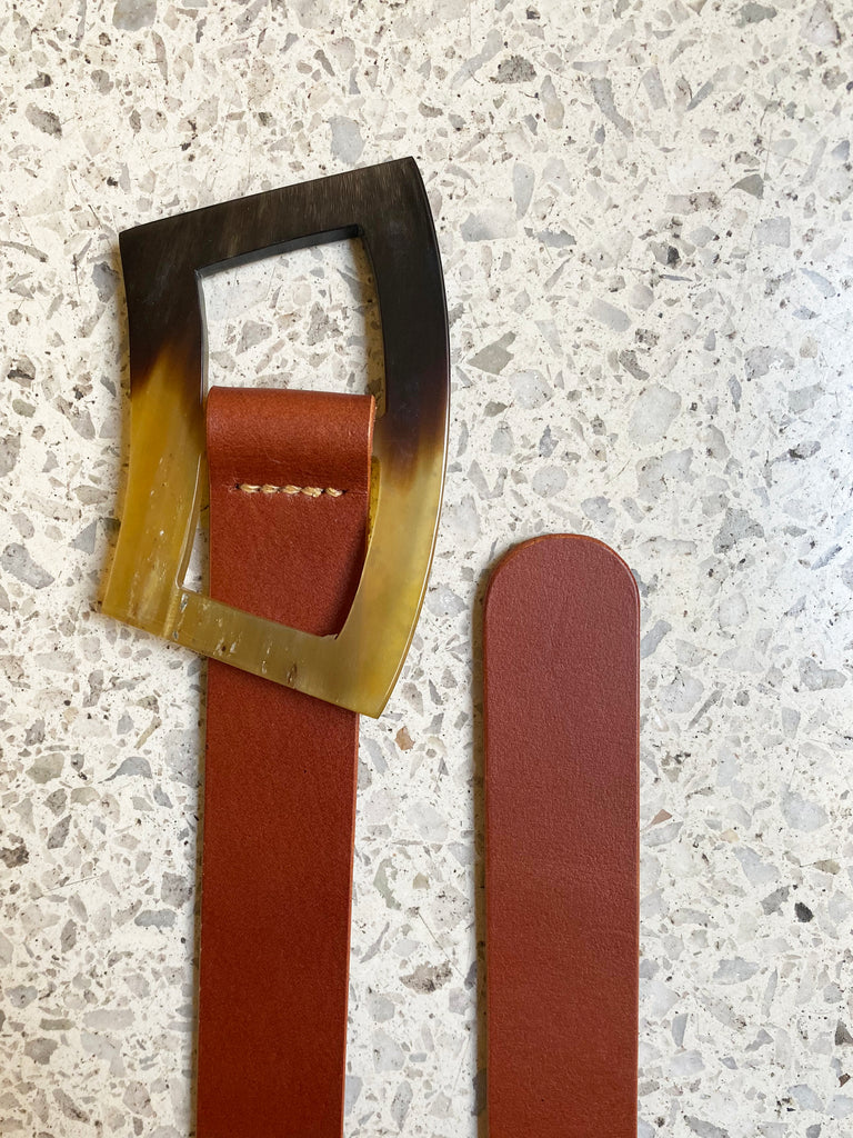 Ventana Leather Belt – Café