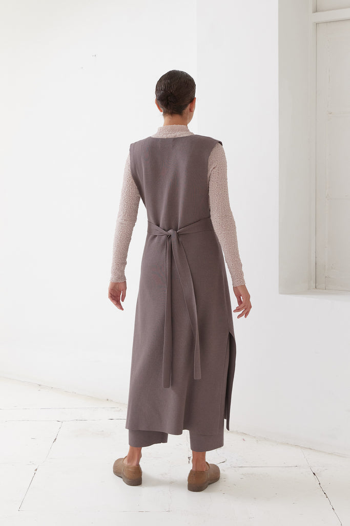 Tie-Waist Long Knitted Dress Cotton/Alpaca - Trufa