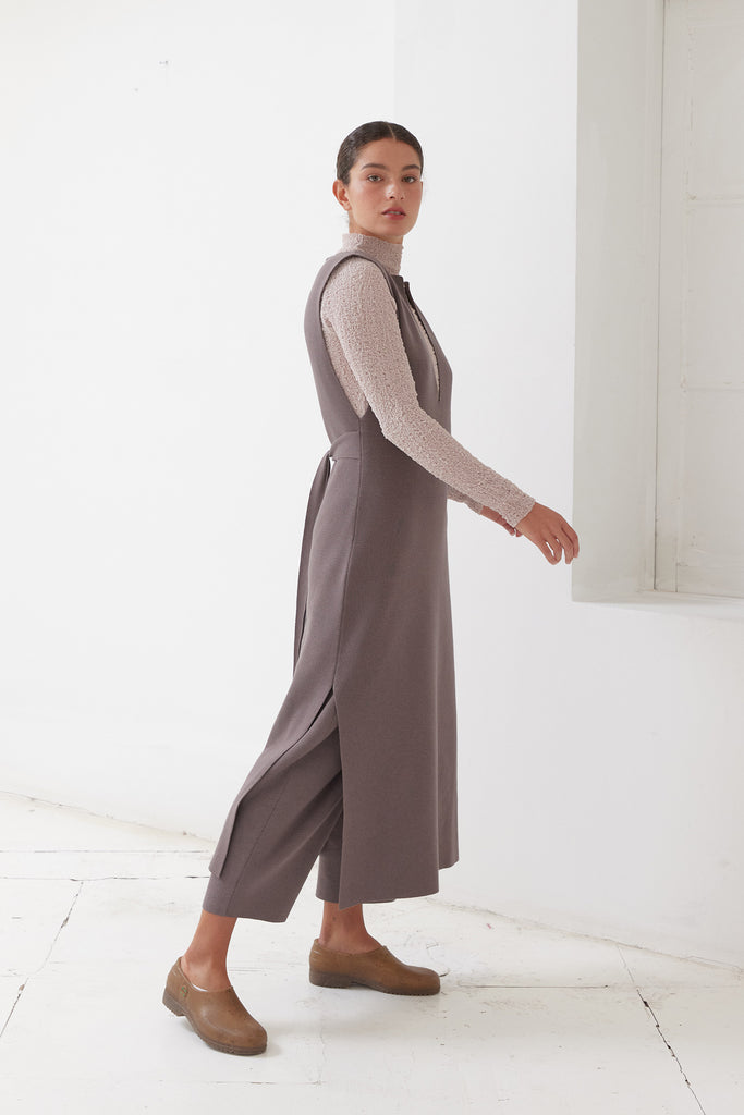 Tie-Waist Long Knitted Dress Cotton/Alpaca - Trufa