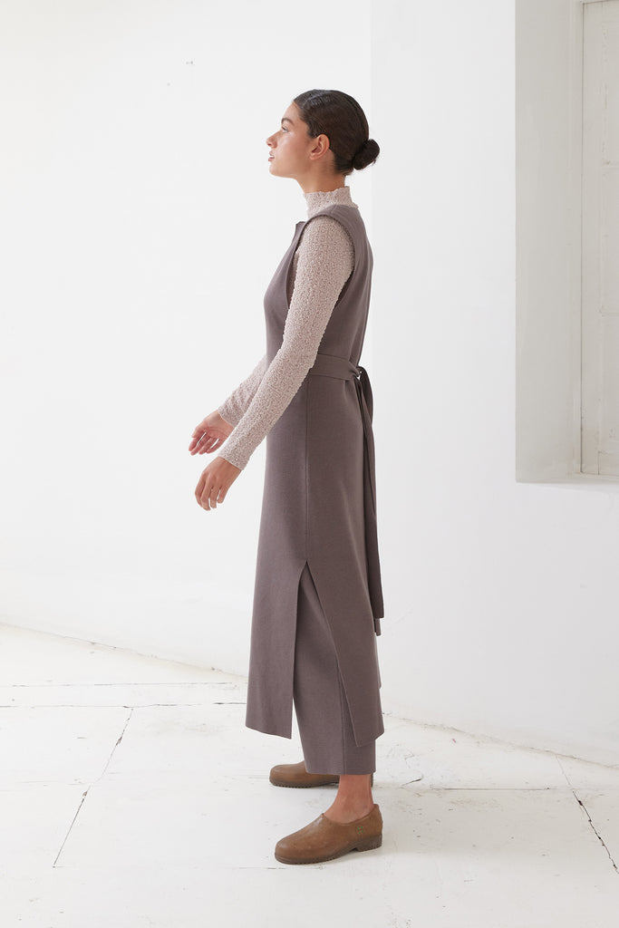Tie-Waist Long Knitted Dress Cotton/Alpaca - Trufa