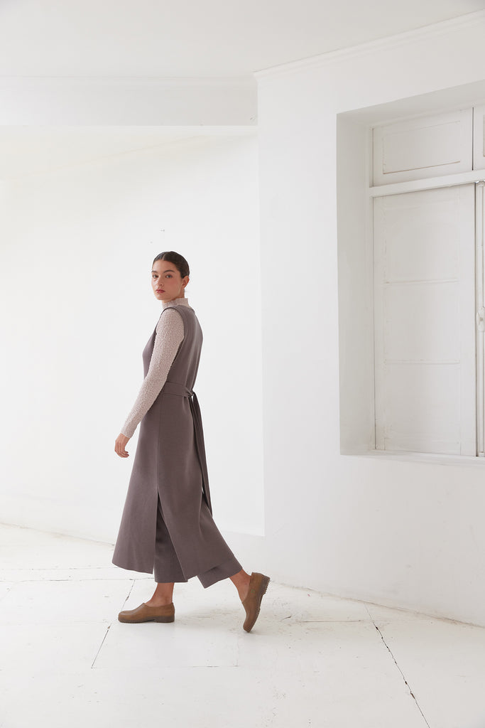 Tie-Waist Long Knitted Dress Cotton/Alpaca - Trufa