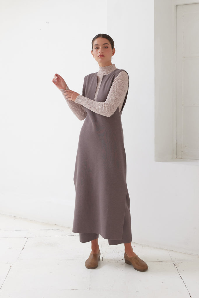 Tie-Waist Long Knitted Dress Cotton/Alpaca - Trufa