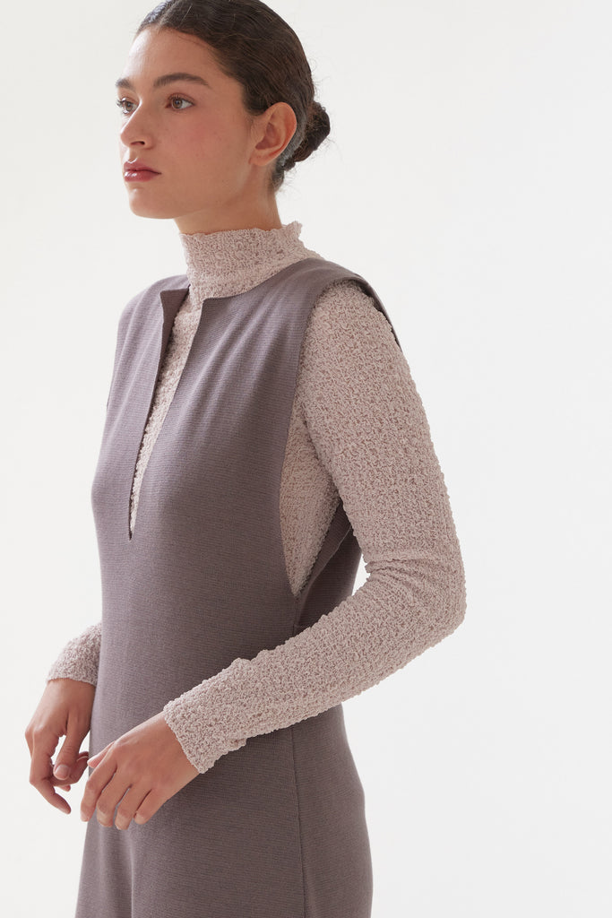 Tie-Waist Long Knitted Dress Cotton/Alpaca - Trufa
