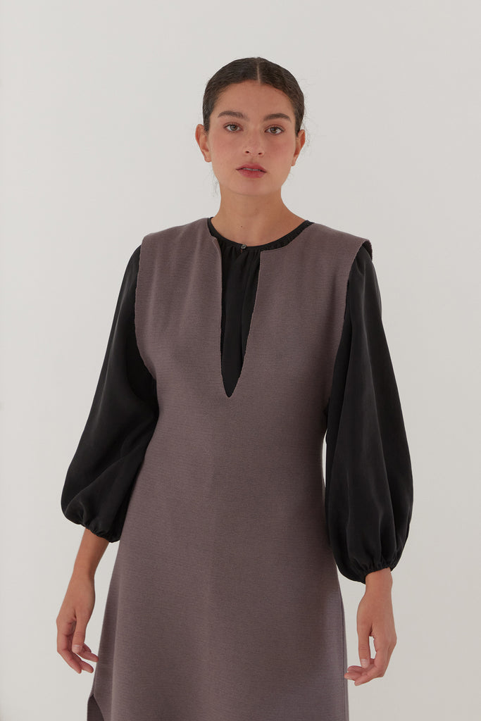 Tie-Waist Long Knitted Dress Cotton/Alpaca - Trufa