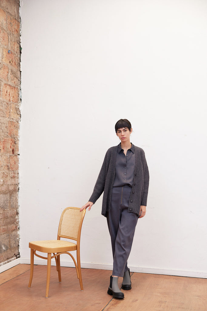 Cárdigan Oversized Nuboso Alpaca - Piedra