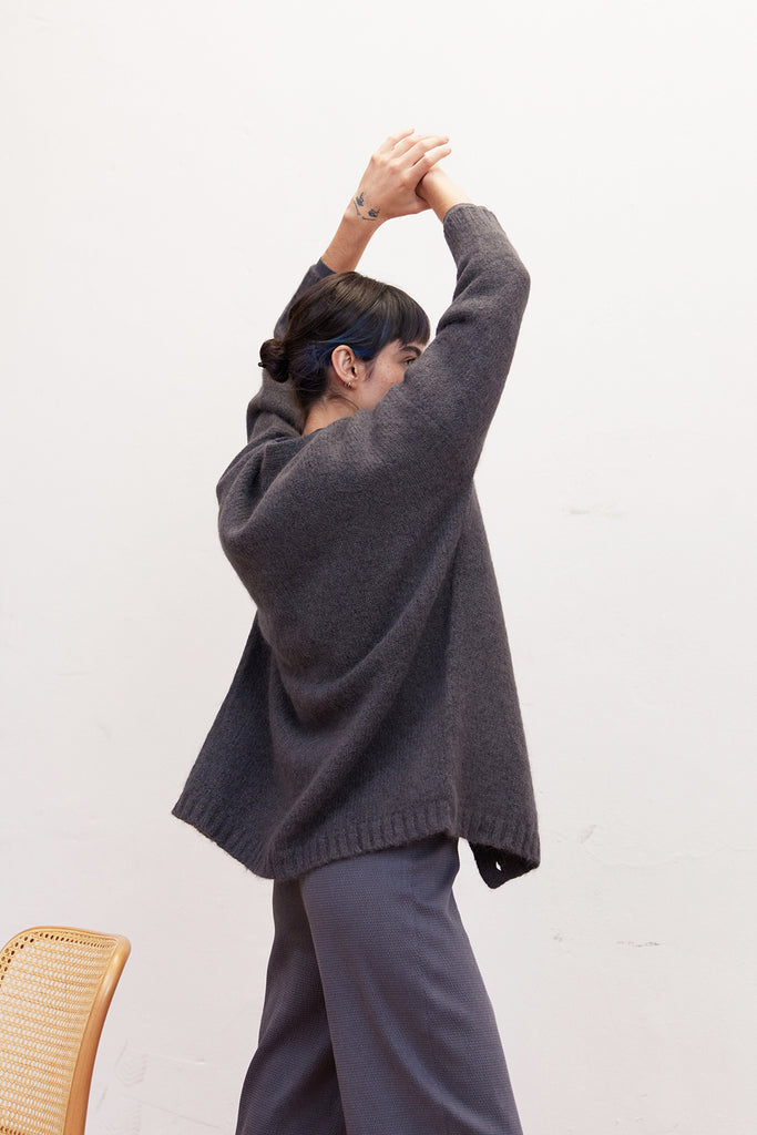 Cárdigan Oversized Nuboso Alpaca - Piedra