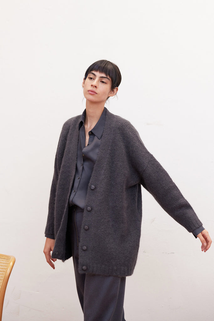 Cárdigan Oversized Nuboso Alpaca - Piedra