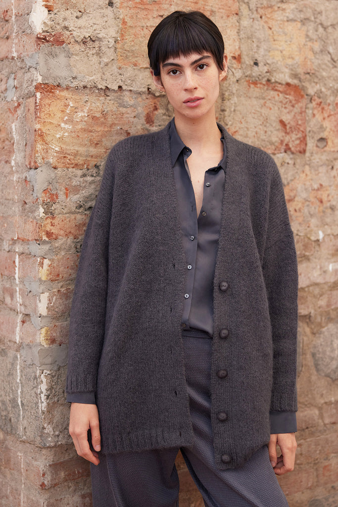 Cárdigan Oversized Nuboso Alpaca - Piedra