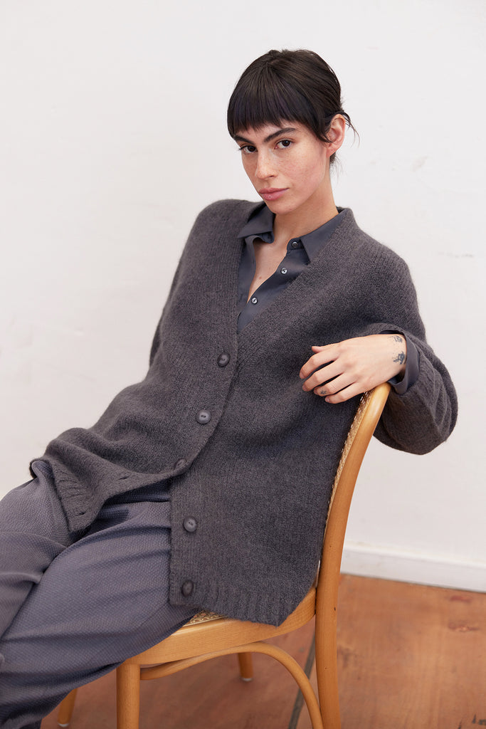 Cárdigan Oversized Nuboso Alpaca - Piedra