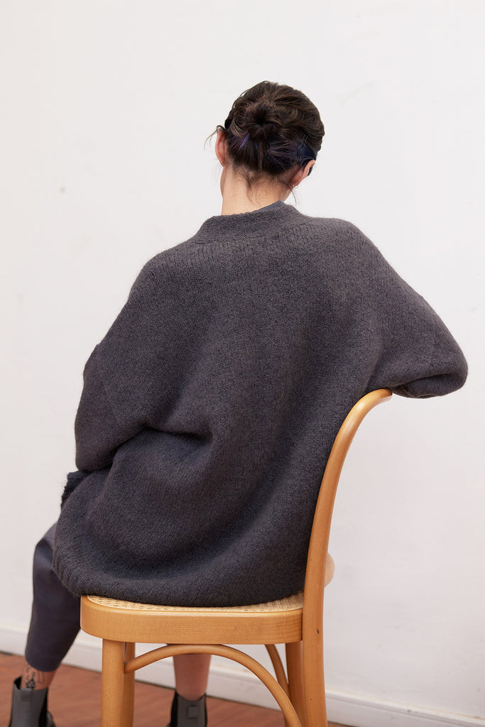 Cárdigan Oversized Nuboso Alpaca - Piedra