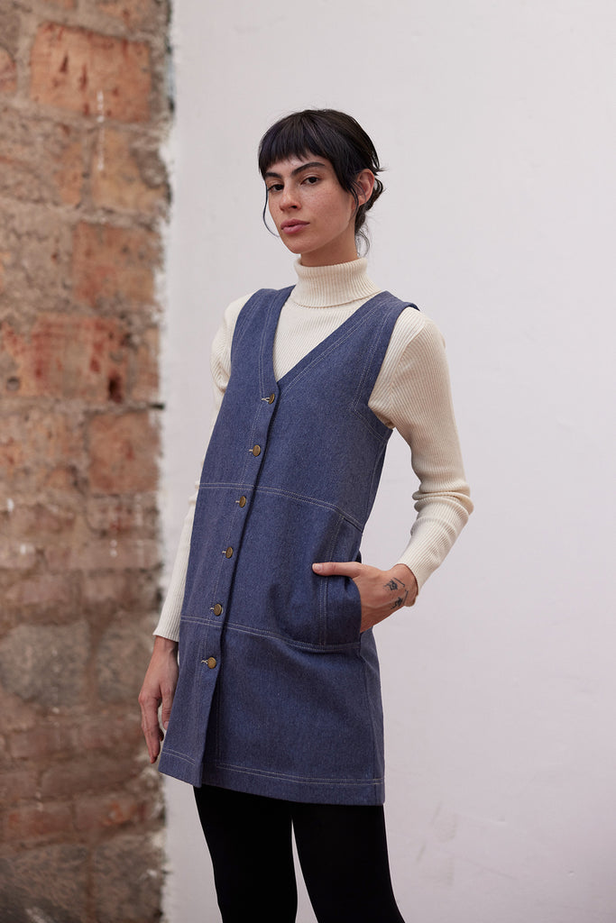 Recycled Denim Buttoned Jumper - Hortensia