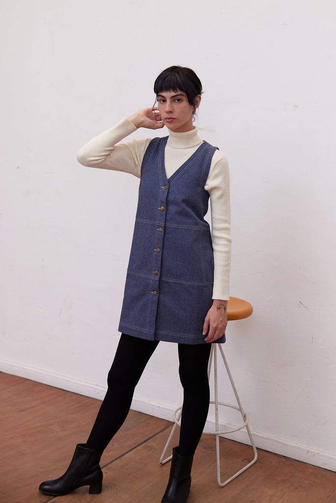 Recycled Denim Buttoned Jumper - Hortensia