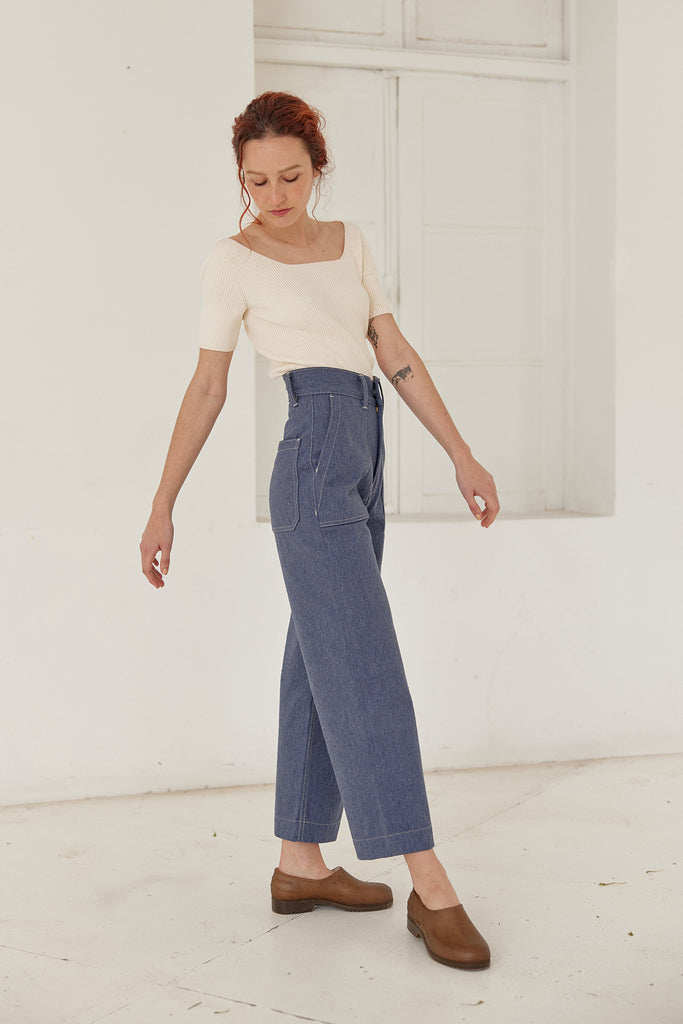 Jeans Rectos Utilitarios Denim Reciclado - Hortensia