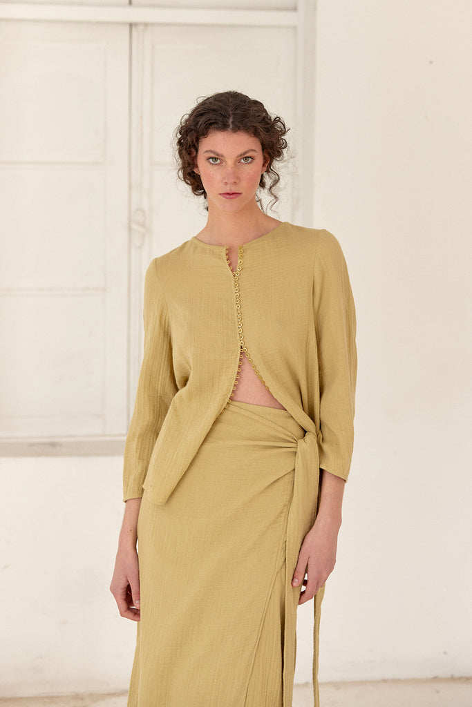 Blusa Presillas Texturada - Trigo