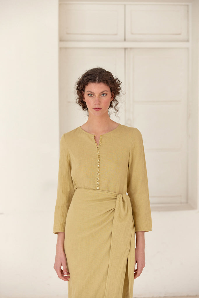 Blusa Presillas Texturada - Trigo