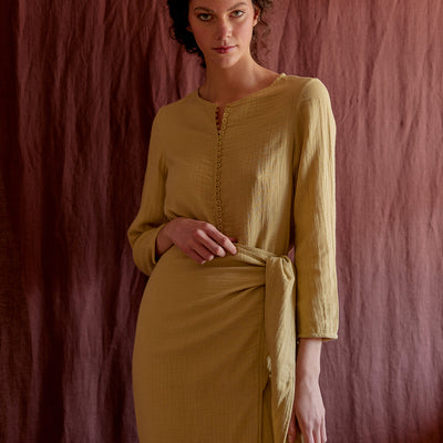 Blusa Presillas Texturada - Trigo