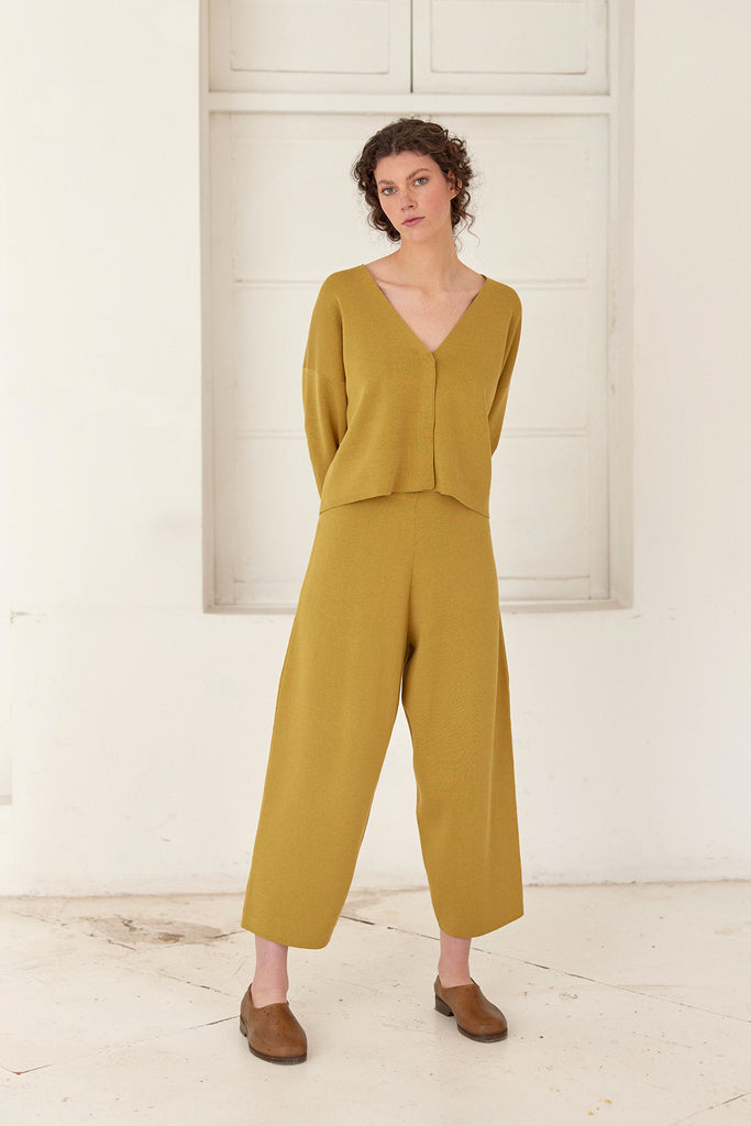 Pantalón Tejido Silueta Vaina - Oro